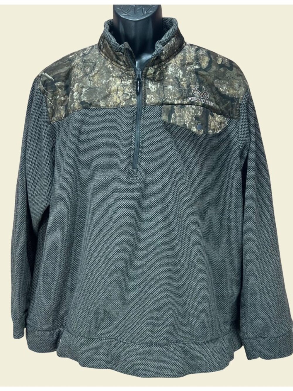 Realtree Mens Polyester Gray 1/4-Zip Jacket XL